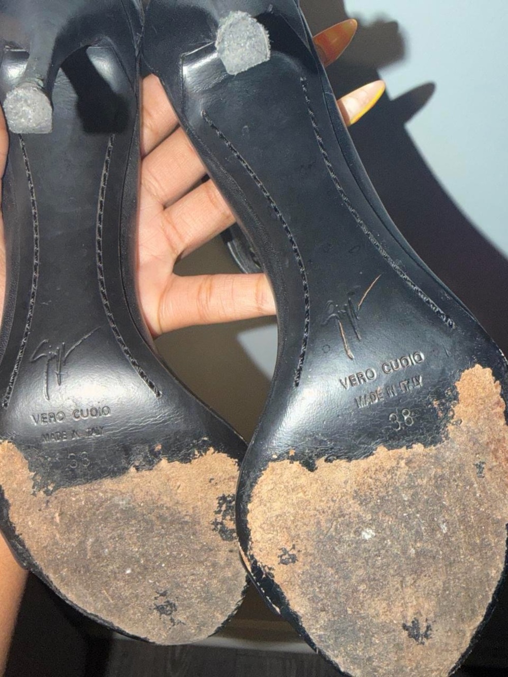 Giuseppe Zanotti Black Leather Grommet Ankle Strap Heels IT38 - Picture 2 of 4